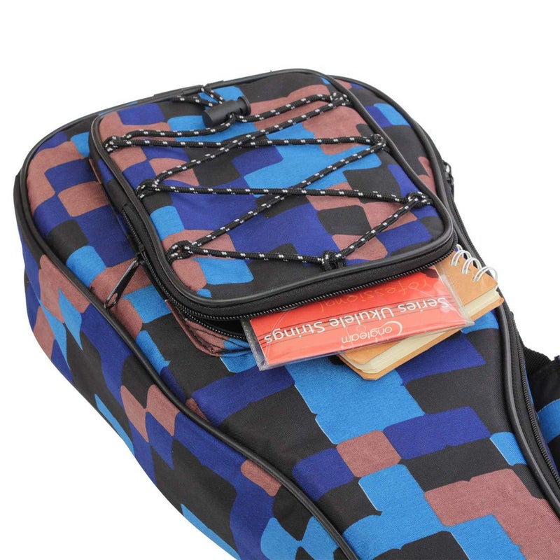 Longteam Print Ukulele Case 10mm Sponge Portable Waterproof Ukuleles bag Cover Uke gig bag with Accessory Storage Pocket (21 In Soprano, Blue Flower) - Image 5